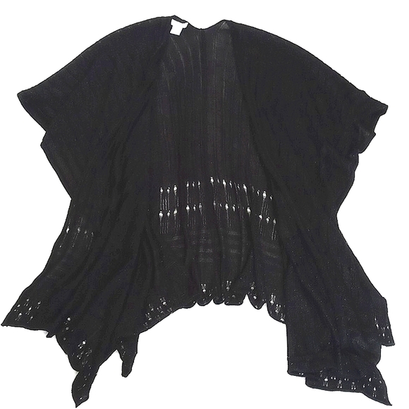Beautiful Large Black Light Shimmery Knit Shawl w Metallic Threading Threading - Picture 11 of 16